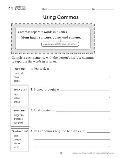 Commas In A Series, Punctuation Worksheets, Spelling Words List, Teaching Counting, Spelling Worksheets, Spelling Lists, English Grammar Worksheets, 2nd Grade Ela, 2nd Grade Worksheets