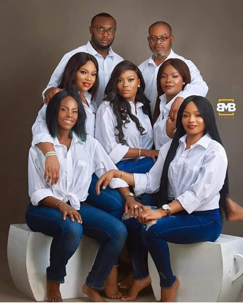 Summer Colors For Family Pictures, Studio Family Photos White Background, African Family Photoshoot Ideas, Denim Photoshoot Family, Family Photoshoot Black People, Choir Photoshoot, Black Family Portrait Ideas, Black Family Photoshoot, Adult Family Photos