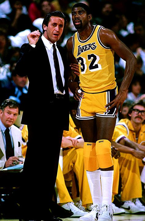 Pat Riley and Magic Johnson Showtime Lakers, Project Pat, Pat Riley, James Worthy, Basketball Players Nba, I Love Basketball, Lakers Basketball, Kareem Abdul Jabbar, Love Basketball