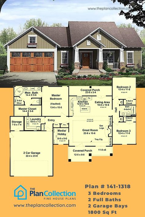 Experience the warmth and serenity of our 3 Bedroom, 2 Bath Ranch House Plan, boasting an expansive 1800 Sq Ft interior. With a spacious design, ample natural light, and an inviting atmosphere, this ranch house is the perfect blend of comfort and convenience. Don't miss out on this dreamy home! Learn more! #ranchhouseplans #countryhouses #HomePlans#craftsmanhouseplan 3 Bedroom House Blueprints, 1800 Sq Ft House Plans Ranch, Floor Plans 1700 Sq Ft Layout, House Plans 3 Bedroom 2 1/2 Bath, Floor Plans 1600 Sq Ft Layout, House Plans Craftsman Open Floor, 1700 Sq Ft Ranch House Plans, 1700 Sq Ft House Plans Open Floor Craftsman Ranch, 3 Bedroom Ranch Floor Plans Open Concept With Basement