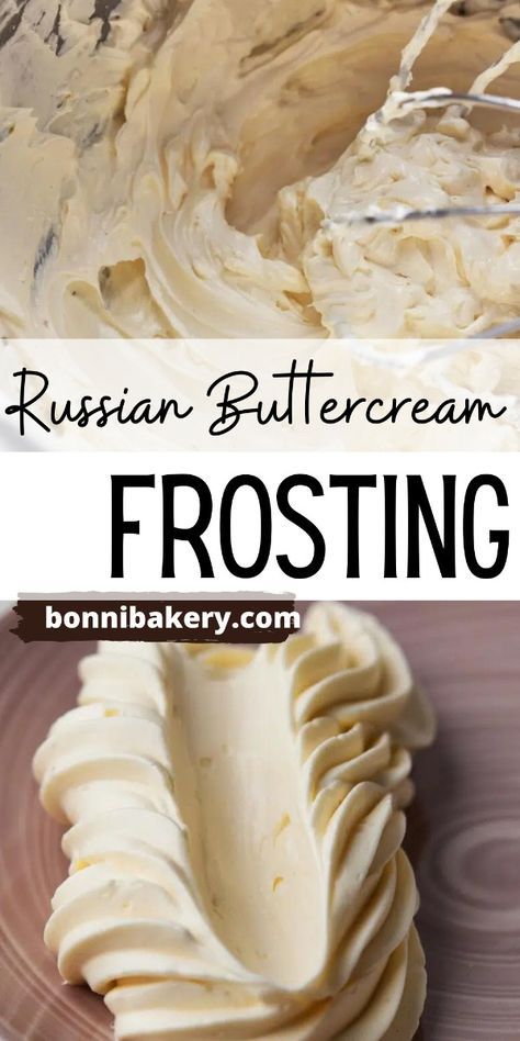 Easy Russian Buttercream Frosting Recipe. Russian buttercream gives the silky smooth texture of Swiss meringue buttercream but without all the faffing around. Its flavor is sweet but not overpowering or sickly sweet like American buttercream. The Best Vanilla Buttercream, Whipped Wedding Cake Frosting, Russian Buttercream Frosting Recipe, Royal Icing Buttercream Recipe, Custard Frosting Recipe, Colored Whipped Cream Frosting, Honey Swiss Meringue Buttercream, European Buttercream Frosting, Royal Buttercream Icing Recipe