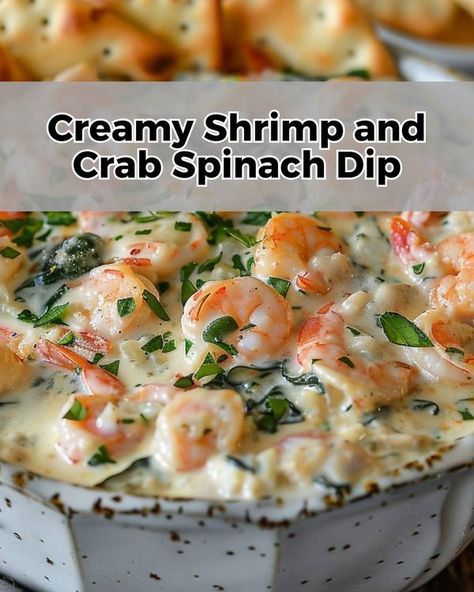 Crab Spinach Dip Recipe, Creamy Shrimp Crab Spinach Dip, Shrimp And Spinach Dip Recipe, Shrimp And Crab Spinach Artichoke Dip, Pappadeaux Crab And Spinach Dip Recipe, Crab And Spinach Dip Recipe, Shrimp And Crab Dip, Seafood Lasagna Recipes, Spinach Dip Recipe