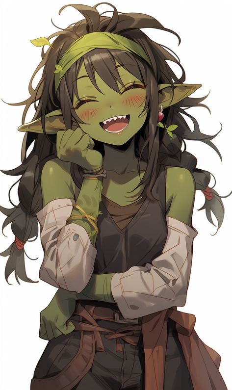 Goblin Art Female, Goblin Girl Character Design, Goblin Female Dnd, Goblin Female Art, Handsome Orc, D&d Oc, Cute Goblin Art, Male Goblin Art, Goblin Art Dnd