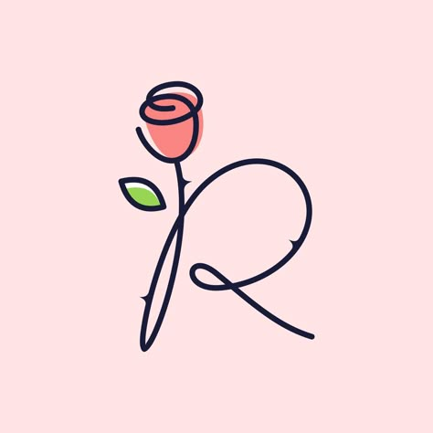 R Alphabet Design, R Signature Ideas, Easy Signature Ideas, Letter D Tattoo, Easy Rose Drawing, Aesthetic Henna, R Letter Design, Rose Drawing Simple, Easy Rose