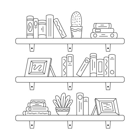 Free Vector | Free vector hand drawn shelf outline illustration Shelves Illustration, Coloring Outlines, Shelf Illustration, Shelf Drawing, Sticky Business, English Project Ideas, Black White Cartoon, Decoration Class, Diary Inspiration