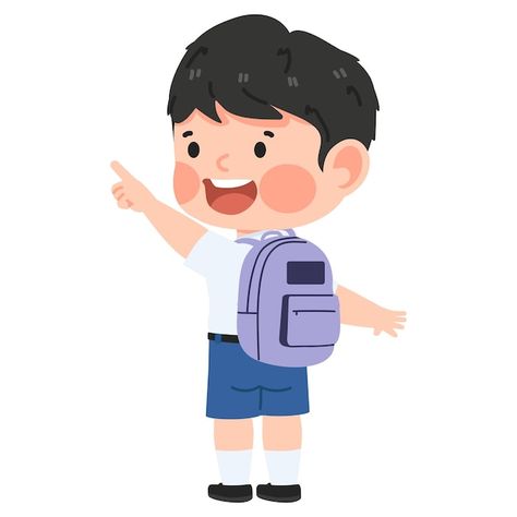 Vector cute boy student point cartoon | Premium Vector #Freepik #vector #thai-student #student-uniform #student-cartoon #school-uniform School Boy Drawing, Mm2 Knife, Slide Design Ideas, Student Animation, Students Cartoon, Student Uniform, Student Cartoon, Student Photo, School Images