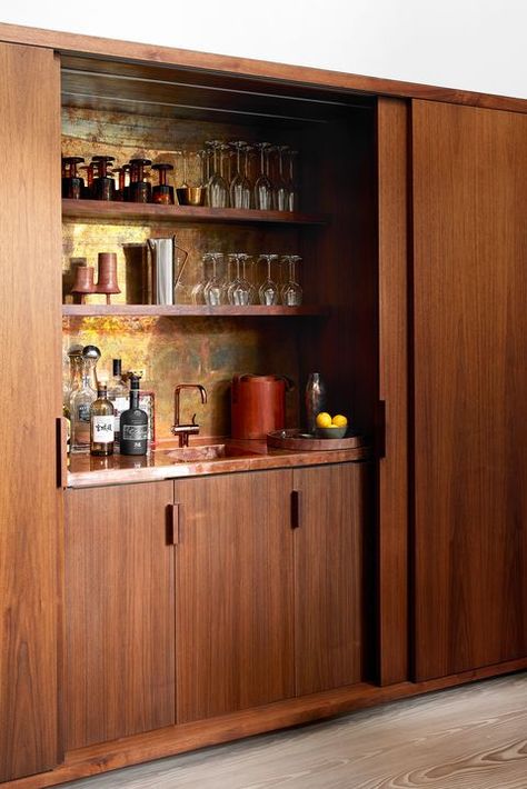 Small Home Bar Ideas, Small Bars For Home, Hidden Bar, Home Bar Design, Built In Bar, Small Bar, Home Bar Designs, Mini Bars, Mobile Bar