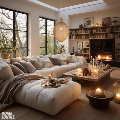 Small Downstairs Living Room Ideas, Quiet Luxury Aesthetic Interior, Cozy Natural Home, Modern Cozy Home Aesthetic, Living Room Designs Cozy Vintage, Small Cozy Living Room Comfy, Hygee Room Decor Living Room, Comfy Living Room Aesthetic, Comfy Sofa Living Rooms Deep Couch