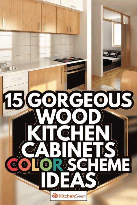 15 Gorgeous Wood Kitchen Cabinets Color Scheme Ideas - Kitchen Seer Wood Tone Kitchen Cabinets, Modern Rustic Kitchen Design, Rustic Kitchen Design Ideas, Cabinet Stain Colors, Kitchen Cabinet Color Schemes, Natural Wood Kitchen Cabinets, Modern Rustic Kitchen, Kitchen Cabinets Color Combination, Color Scheme Ideas