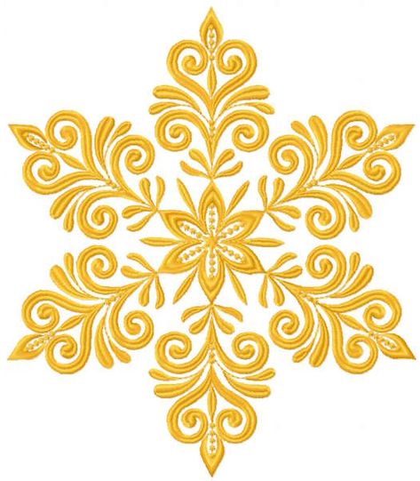 Size: 6.57 x 7.56' h2> Discover the Magic of the Gold Snowflake Free Embroidery Design Embrace the enchanting beauty of winter with the Gold Snowflake free embroidery design, a captivating addition to your collection of seasonal accessories and decor. This mesmerizing design, inspired by nature's most delicate and intricate snowflake formations, will add a touch of elegance and charm to your winter-themed projects. The radiant golden hues of the design evoke feelings of warmth and festivity, Star Embroidery Designs, Winter Embroidery Designs, Victorian Embroidery, Christmas Motifs, Snow Flakes, Ice Drawing, Christmas Embroidery Ideas, Snowflakes Drawing, Elegant Snowflake