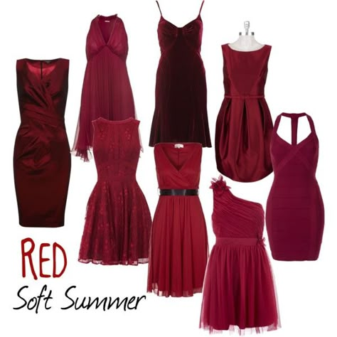 "Soft Summer Red" by colorazione on Polyvore Soft Summer Red, Soft Summer Fashion, Summer Skin Tone, Soft Summer Deep, Soft Summer Palette, Soft Summer Color Palette, Soft Summer Colors, Dyt Type 2, Summer Palette