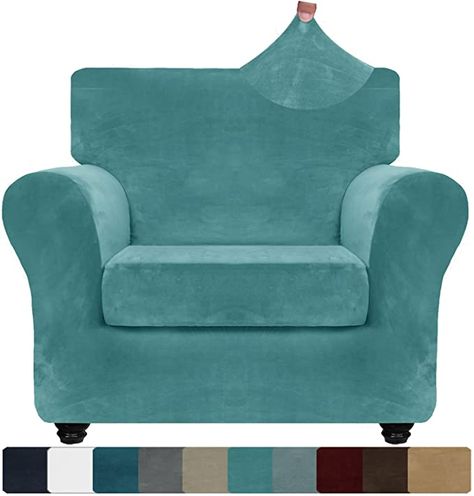 Amazon.com: ZNSAYOTX Luxury Velvet Chair Slipcovers with Arms 2 Piece Stretch Chair Covers for Living Room Thick Soft Armchair Slipcover Anti Slip Dog Pet Friendly Furnitre Protector (Peacock Blue, Chair) : Home & Kitchen Living Room Chair Covers, Pet Friendly Furniture, Types Of Couches, Chair Covers Slipcover, Stretch Chair Covers, Sofa Protector, Old Sofa, Armchair Slipcover, Sofa Slipcovers