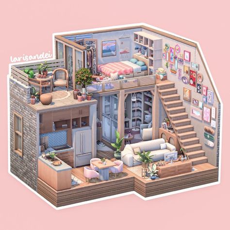 🌸Larisandei | The Sims 4 builds | Spring apartment 🌿 ◽CC / mods: No ◽Reshade: Dove ◽Editing software: Procreate, Lightroom, IG #showusyourbuilds #thesims4 #thesims… | Instagram Attic Room Sims 4, Cute Sims 4 Apartments, How To Build Sims 4 Houses, Sims4 Builds No Cc, Sims 4 Houses Layout Floor Plans Grid, Creative Sims 4 Builds, Sims Inspo No Cc, Sims 4 Room Inspo No Cc, Sims 4 Art Studio Build