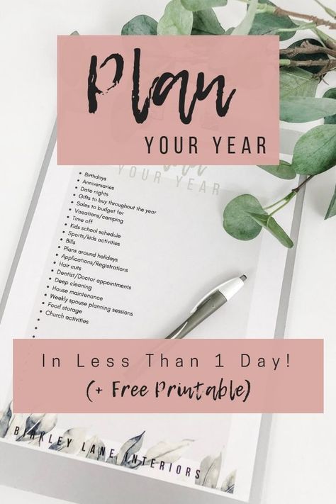 This is brilliant!  (And so simple!)  Plan your year in advance and get organized fast.  Be on the same page with your spouse and never forget anything again!  Find out how to plan your year out in less than a day with this simple printable! #birkleylaneinteriors #organization #freeprintable #organizationprintable #newyear #planner #planning #momlife #momhelp #hack #organizationideas #printables     via @birkleylane Planning A Year In Advance, Plan Year In Advance, Planning Your Year Ahead, Planning The Year Ahead, Organizing Inspiration, Planner Monthly Layout, Yearly Planning, Plan Your Year, Organizational Printables