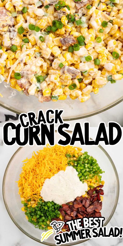 Cracked Corn Salad Cracked Corn Salad, Easy Picnic Side Dishes For A Crowd, Cold Corn Salad Summer, Corn Salad Thanksgiving, Canned Corn Ideas, Easy Corn Salad Simple, Sides To Bring To A Cookout, Fall Corn Salad, Warm Corn Salad