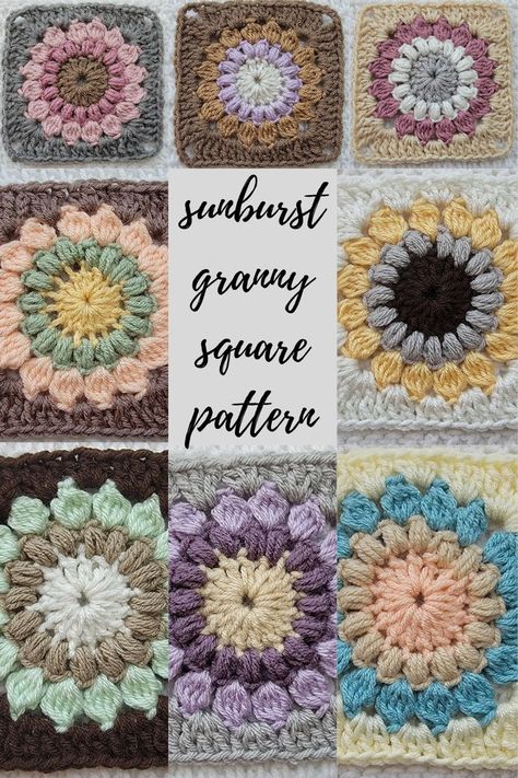 #yarn #fiber #croche #crochet #crocheting #crocheted #crochetpattern #crochetpatterns #freepattern #freepatterns #pattern #patterns #freecrochetpattern #freetutorial #freecrochetpatterns#diy #howto #crochetblog #crochetafghan #crochetafghans #crochetblanket #crochetblankets #afghans #blankets #crochetmelovely #freetutorial #crochetblog #crochetlove #crochetaddict #crochetlife #yarnlove #yarnaddict #yarnlife #yarnblog #fiberlove #diy #crochetsquare #grannysquare #grannysquares #squarepattern Sunburst Granny Square Pattern, Triple Crochet Stitch, Cotton Crochet Patterns, Granny Square Pattern Free, Sunburst Granny Square, Temari Patterns, Sunflower Crochet, Granny Square Pattern, Granny Square Crochet Patterns Free