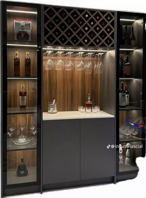 Corner Bar Ideas For Home, Corner Bar Ideas, Bar Wall Design, Wine Cabinet Design, Small Bar Cabinet, Mini Bar At Home, Home Wine Bar, Modern Bar Cabinet, Home Bar Areas