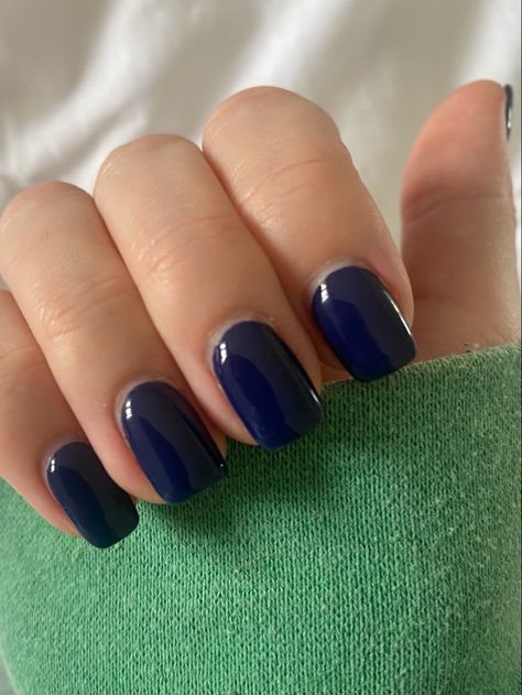 Navy Blue Shellac Nails, Dip Square Nails, Square Dark Blue Nails, Shellac Nails Blue, Short Navy Nails, Navy Blue Short Nails, Navy Blue Nails Acrylic, Blue Shellac Nails, Nails For Autumn