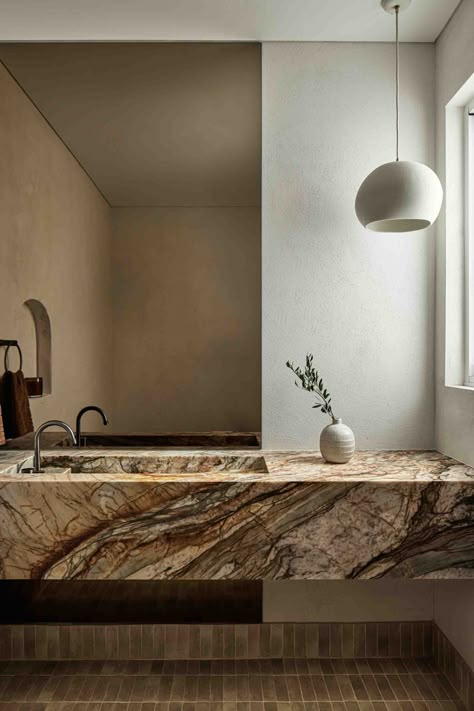 Mediterranean Modern Home, Minimalistic Bathroom, Countertop Slabs, Quartzite Countertops, Dream Kitchens Design, Marble Sinks, The Local Project, Stone Sink, Dream Design