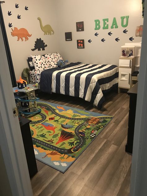 I’ve had so much fun decorating my two year olds dinosaur room!  🦖 Little Boy Dinosaur Room, Toddler Boy Dinosaur Room Ideas, Toddler Boy Room Dinosaur, Boys Dinosaur Bedroom Ideas, Dino Toddler Room, Dinosaur Room Ideas, Toddler Dinosaur Room, Dinosaur Toddler Room, Toddler Boy Room Themes