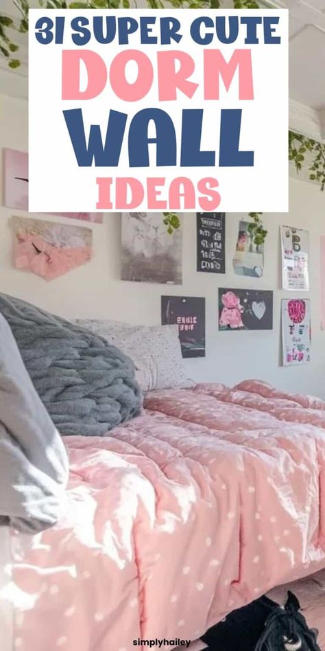 Dorm Wall Decor Ideas Minimalist, Dorm Room Ideas Cement Walls, Dorm Room Lights Wall Decorations, Dorm Room Picture Wall Ideas Bed Frames, Dorm Wall Ideas, Dorm Wall Decor Ideas, Boho Pattern Design, Dorm Wall Decor Lofted Bed, Diy Dorm Decor