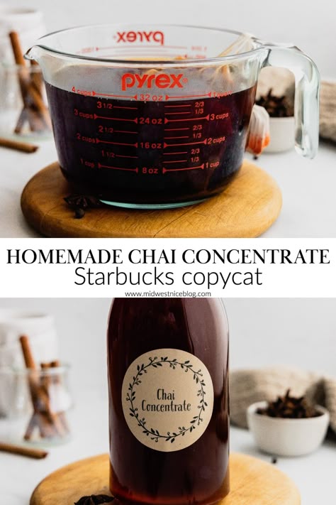 Chai Tea Concentrate Recipe, Chai Concentrate Recipe, Tea Concentrate Recipe, Lattes At Home, Chai Concentrate, Homemade Chai, Recipes By Ingredients, Chai Tea Recipe, Tea Latte Recipe