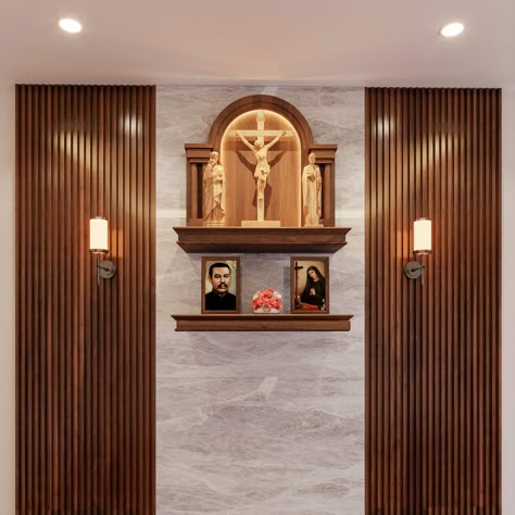 Chapel Altar Design, Altar Design Home Modern, Altar Design Home Catholic, Altar Design Home, Tv Cabinate, Christian Altar, Alter Design, Altar Catholic, Home Altar Catholic