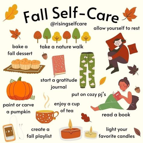 Autumn Is My Favorite Season, October Self Care Ideas, Fall Self Care Challenge, Fall At Home Activities, Self Care Autumn, Thanksgiving Self Care, Fall Self Care Ideas, Fall Self Care Aesthetic, October Self Care