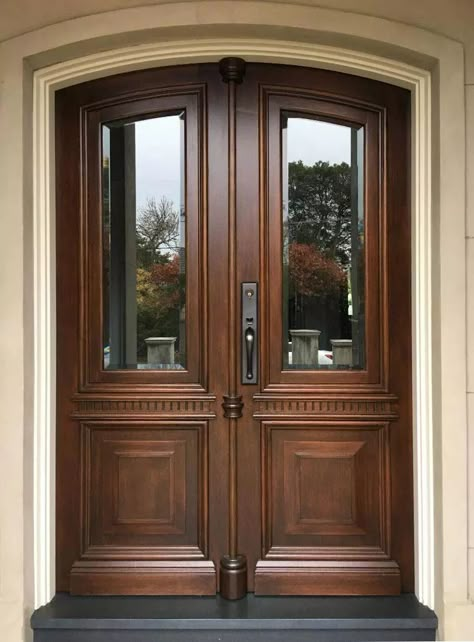 Wooden Double Front Doors Entrance Solid Wood, Double Door Entrance Wood, Solid Wood Doors Entrance, Modern Double Doors Entrance Wood, Wooden Main Door Design Entrance Modern Double, Wooden Double Door Entrance, Wooden Double Front Doors Entrance, Solid Door Design, Modern Traditional Front Door