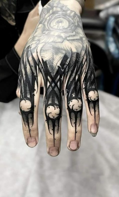 Black Fingers Tattoo, Blackwork Hand Tattoo Design, The World Serpent Tattoo, Blackout Finger Tattoo, Black Work Hand Tattoo, Dark Finger Tattoos, Black Out Hand Tattoo, Black Finger Tattoo, Blackout Hand Tattoo