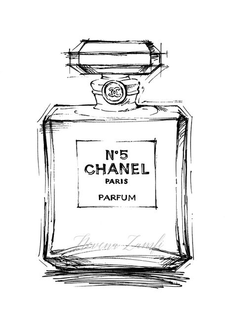 Perfume Drawing Chanel No For Free Download - Chanel No 5 Drawing Perfume Drawing, Chanel Perfume Bottle, Bottle Drawing, Megan Hess, Chanel Art, Art Sketches Doodles, Object Drawing, Chanel Perfume, Chanel No 5