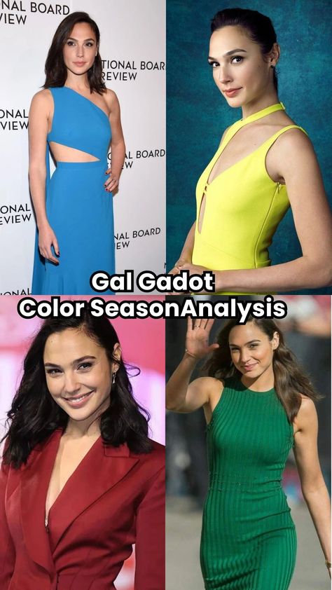 Gal Gadot color season decoded: Is she a Dark Winter or True Winter? Explore skin tone and palette traits with our expert online analysis. Gal Gadot Color Palette, True Winter Celebrities, Dark Winter Celebrities, Gal Gadot Hair, True Winter Color Palette, Body Shape Guide, Colour Psychology, Dark Auburn, Winter Color Palette