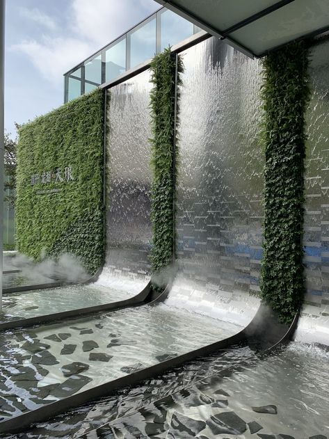 Water Fall Ideas, Garden Wall Ideas, Water Architecture, Water Feature Wall, Pool Water Features, Waterfall Wall, Fountain Design, Waterfalls Backyard, Water Fall