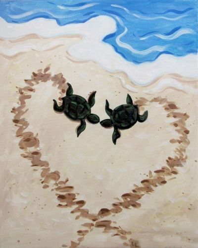 Drawings With Painting, Shell Art Turtle, Painting Of Turtle, Good Ideas For Painting, Cute Paintings To Give To Your Boyfriend, Painting Ideas On Canvas Turtle, Cute Artwork Ideas, Cute Easy Animal Paintings, Animals Painting Easy