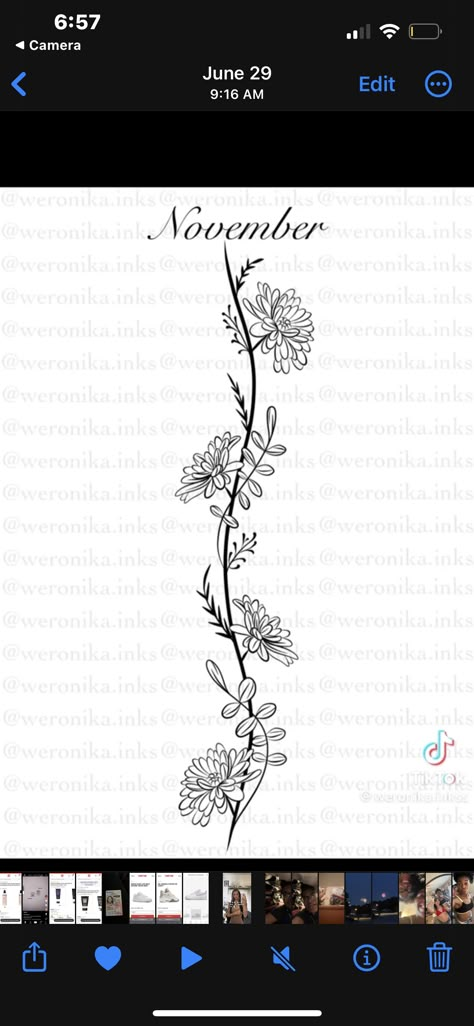 Tattoo Ideas Single Line, November Flower Tattoo With Name, November Butterfly Tattoo, November Spine Tattoo, November Flower Spine Tattoo, November Tattoo Flower, April Birth Flower Spine Tattoo, November Birth Flower Spine Tattoo, November Birth Flower Tattoo Ideas