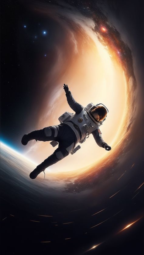 Astronaut Falling, The Black Hole, Cosmic Art, Interstellar, Black Hole, The Black, A Black, Black, Art