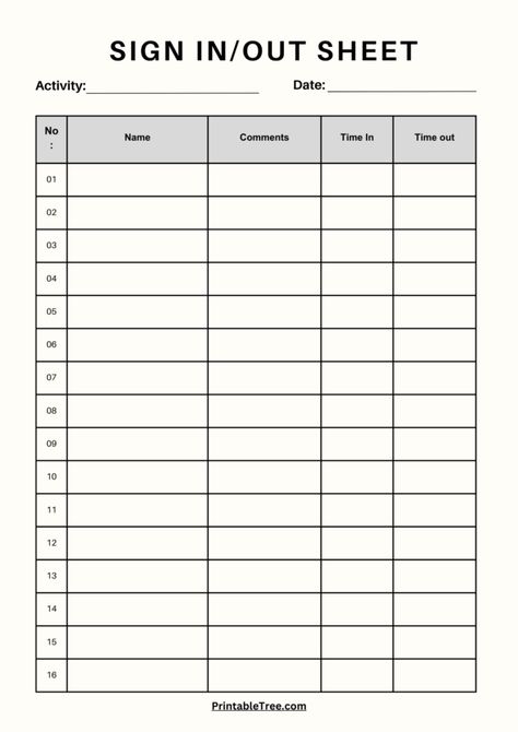 Printable Sign-up Sheet Templates Sign In Sign Out Sheet Free Printable, Sign In Sheets Printable, Sign Out Sheet Free Printable, Sign In And Out Sheet Free Printable, Printable Attendance Sheets Free, Daycare Attendance Sheet Free Printable, Sign Up Sheet Template Free Printable, Sign In Sheet Template Free Printable, Daycare Sign In Sheet Free Printable