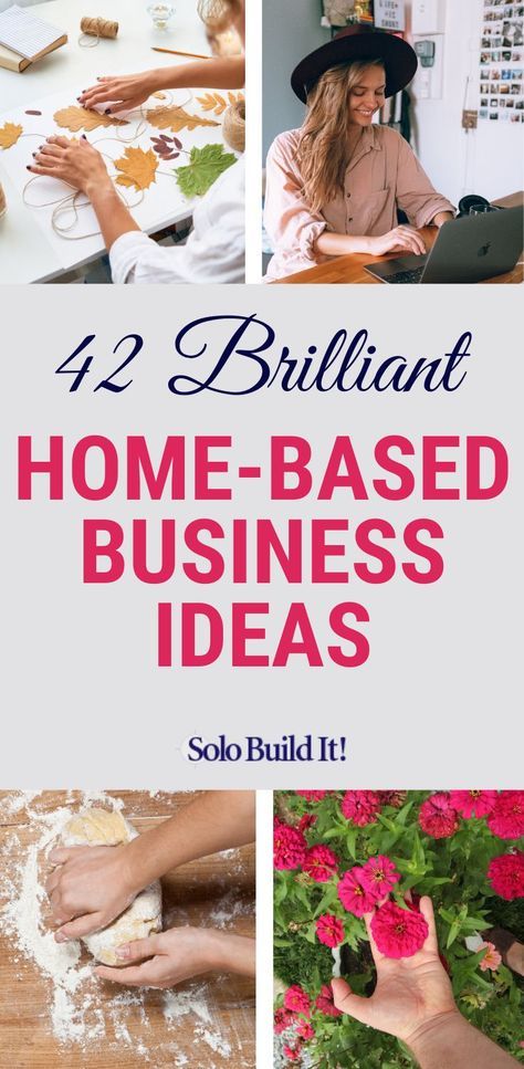 Finally thinking of retiring early and just being with your loved ones during these trying times but also need a way to earn supplemental income from home? Starting an online business is the best possible solution. If you still haven't thought of the right business idea for you, check out this brilliant list of 42 home-based business ideas. Earn extra from turning it into a side hustle from home or finally be able to retire. Discover which of these 42 ideas is the best fit for you. Starting A Home Business, Stay At Home Business Ideas, Starting Small Business From Home, Best Side Business Ideas, Garage Business Ideas, Cottage Industry Business Ideas, Cottage Business Ideas, Unique Business Ideas For Women, Starter Business Ideas