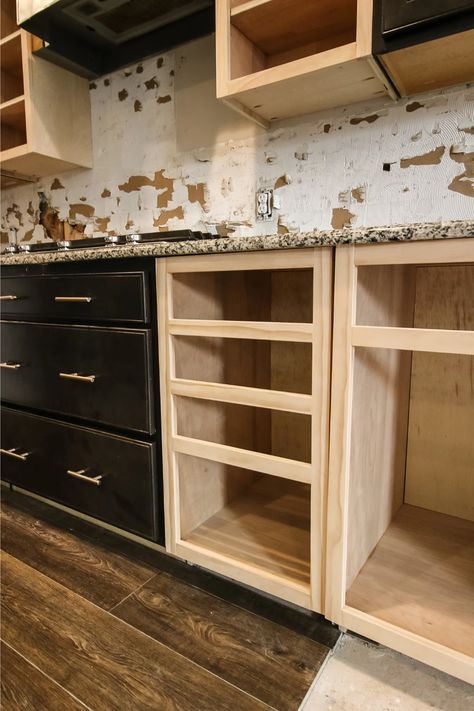 How To Build Lower Cabinets, Tall Kitchen Base Cabinets, How To Build Drawers Into A Wall, Build Countertop Cabinet, How To Build A Cabinet With Drawers, Building Custom Cabinets, 2x4 Kitchen Cabinets, Building Your Own Kitchen Cabinets, How To Make Drawers How To Build