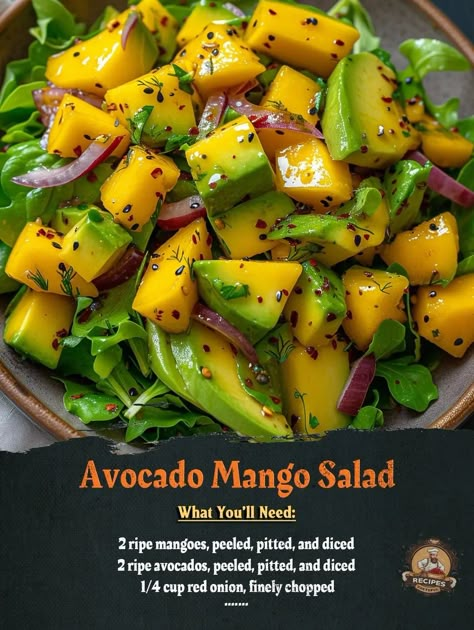 Avocado Mango Salad, Recipes Avocado, Salad Recipes Healthy Easy, Mango Avocado, Avocado Salad Recipes, Fresh Salad Recipes, Mango Salad, Healthier Options, Best Salad Recipes