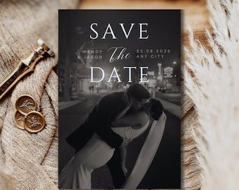 timelessstemplatesss - Etsy Black And White Save The Date, Black And White Wedding Theme Classy, Chicago Save The Date, Sabe The Date, Elegant Save The Date, Black And White Wedding Theme, Semi Formal Wedding, White Wedding Theme, Save The Date Designs