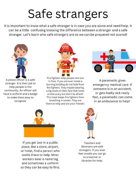 Preschool Stranger Danger Activities, Stranger Danger Preschool, Stranger Danger Lessons, Stranger Danger Activities, Child Safety Activities, Safety Town, Safety Worksheets, Aba Training, Teaching Safety