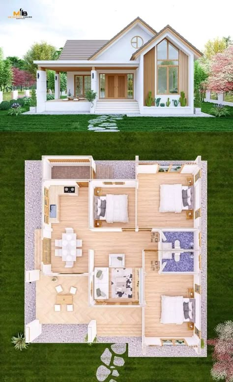 Small House Blueprints, Minimalist Bloxburg, House Bloxburg, House Floor Design, Building House Plans Designs, Building Plans House, Casas The Sims 4, House Design Exterior, House Arch Design