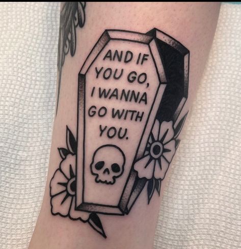 System Of A Down Tattoo, Bmth Tattoo, Coffin Tattoo, Maching Tattoos, Old School Tattoos, Abstract Tattoo Ideas, Wicked Tattoos, Creepy Tattoos, Horror Tattoo