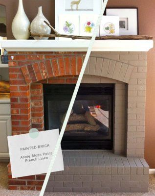 before and after painted brick fireplace. Ideas to update our fireplace brick and surround Fireplace Makeovers, Brick Fireplaces, Painted Brick Fireplace, Painted Brick Fireplaces, Fireplace Redo, Fireplace Update, Fireplaces Ideas, Paint Fireplace, Brick Fireplace Makeover