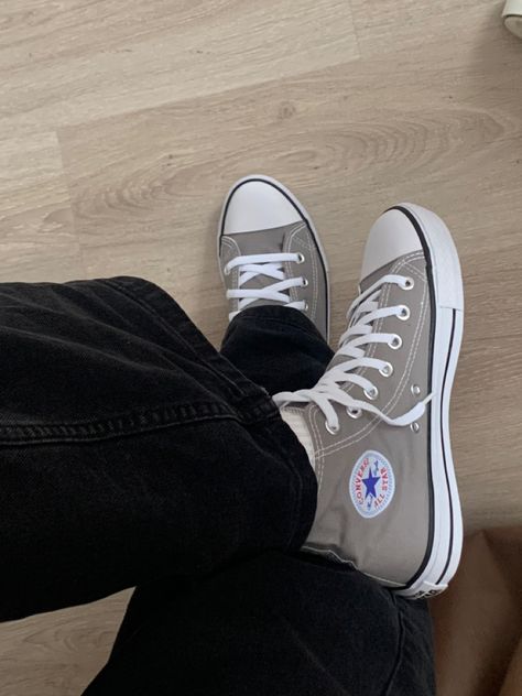 Converse Aesthetic, Dream Shoe, Tabi Boots, Grey Converse, Dream Shoes, Converse High, Converse High Tops, Converse All Star, Chuck Taylor Sneakers