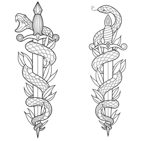 🚀 𝚂𝚔𝚢 𝚁𝚘𝚌𝚔𝚎𝚝 🌙 on Instagram: “Snakes with daggers flash Email me for tattoo inquiries. 💌: skyrockettattoos @ gmail . . . #flashtattoo flashsheet #snaketattoo…” Knife Snake Tattoo Design, Snake Around Dagger Tattoo, Snake With Swords Tattoo, Snake And Arrow Tattoo, Knife Snake Tattoo, Knife And Snake Tattoo, Loki Dagger Tattoo, Snake And Dagger Tattoo Design, Dagger With Snake Tattoo