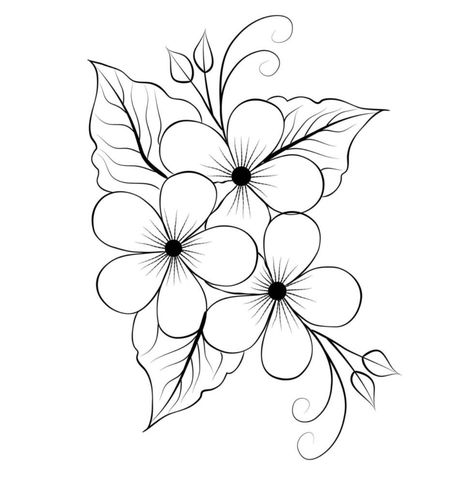 Black Line Flower Drawing, Outline Images Of Flowers, Out Line Drawing Images, Flower Line Art Simple, Floral Drawing Simple, Flower Line Drawing Simple, Simple Floral Drawing, Small Flower Drawing, Flower Clipart Black And White