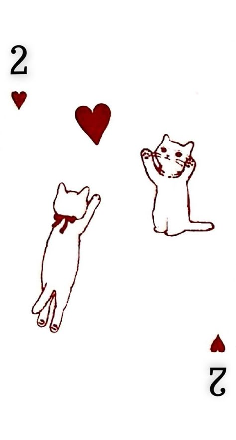 9 Of Hearts Playing Card, Cats Playing Cards, Cat Playing Cards, Playing Card Tattoo, Two Of Hearts, Hearts Aesthetic, Art Amour, Hearts Playing Cards, Cats Playing