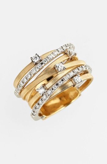 MARCO BICEGO . #marcobicego # Marco Bicego Jewelry, Band Diamond Ring, Marco Bicego, Diamond Rings Bands, Diamond Fashion, Goa, Yellow Gold Rings, Pave Diamonds, Colored Diamonds